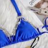 Ženske dvodelne kopalke z modrimi bikini halter diamanti Iris