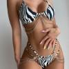 Ženske seksi dvodelne kopalke z verižico zebra tiska Loreal