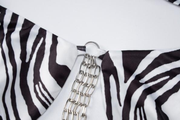 Ženske seksi dvodelne kopalke z verižico zebra tiska Loreal