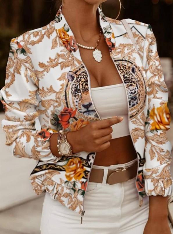 Kratka pisana jakna z dolgimi rokavi Vendy