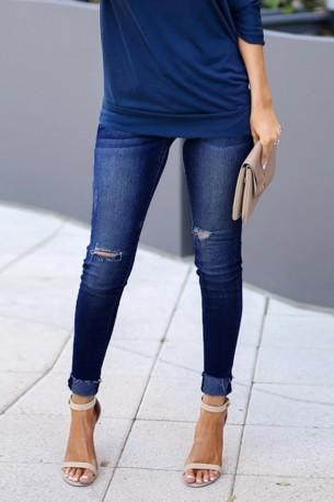 Ležerne modre raztrgane kavbojke Tonia