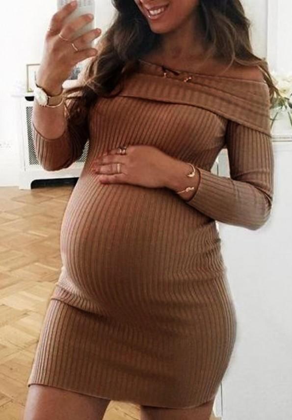 Mini rjava bleka s spuščenimi rameni za nosečnice Laura