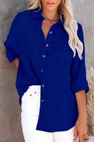 Modra dolga bluza z žepom Jean