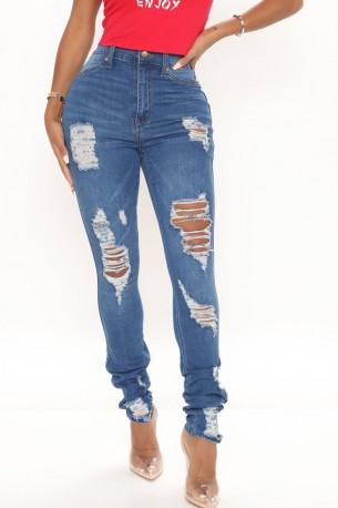 Modre raztrgane mehke kavbojke Eva