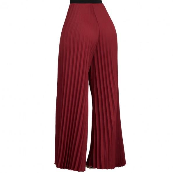 Nagubane rdeče ohlapne široke elegantne hlače Madelyn