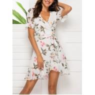 Obleka z ovitkom iz cvetličnih ruffle Flora