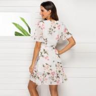 Obleka z ovitkom iz cvetličnih ruffle Flora