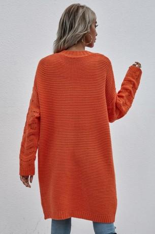 Oranžna dolga kardigan s spuščenimi rameni Valerie
