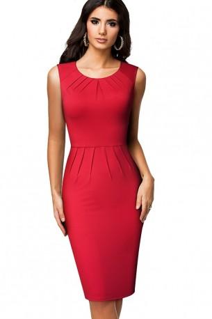 Poletna vintage rdeča pisarniška obleka brez rokavov Nikita