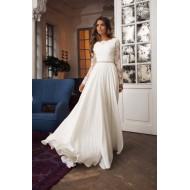 Poročna obleka z dolgimi rokavi iz bele čipke Era