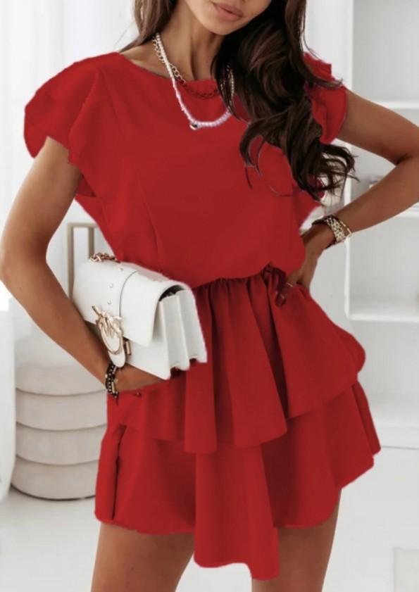 Priložnostna elegantna obleka z valovitim krilcem Lana