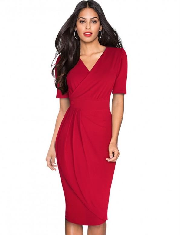 Prosojna pisarniška obleka s kratkimi rokavi Shelly