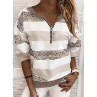 Pulover belo zlate barve z zadrgo na sredini Cornelia