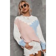 Pulover v belo plavem kontrastu Enna