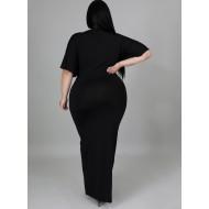 Črna maksi obleka s kratkimi rokavi z v-izrezom Matilda