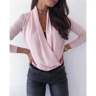 Roza elegantna bluza z dolgimi rokavi Dornina