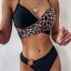 Seksi dvodelne kontrastne kopalke z obročki Leopard Olly