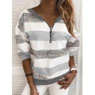 Sivi pulover z zadrgo Anette