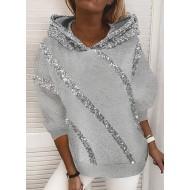 Sivi pulover z zvihanim ovratnikom in bleščicami Greece