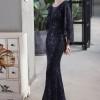 Svečana elegantna večerna obleka z bleščicami in z izrezom Gabrielle
