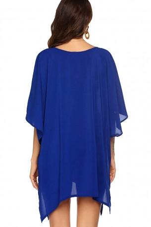 Temno modra poletna obleka s kratkimi rokavi  Dolce