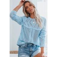 Trendovski dolg plavi pulover Eva