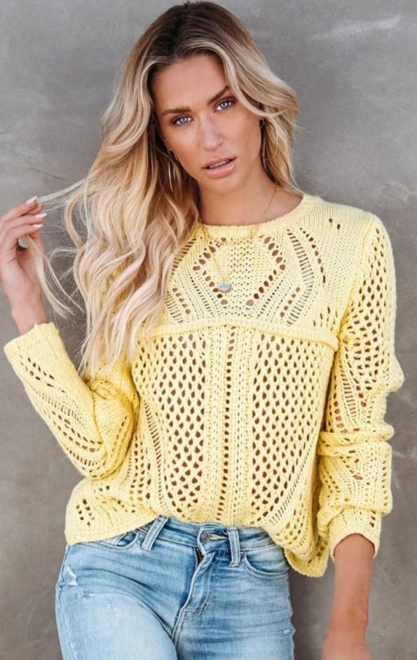 Trendovski dolg pulover rumene barve Trendy