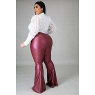 Udobne usnjene hlače rdeče barve za močnejše postave Molly