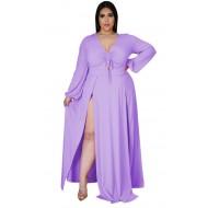Vijolična dolga obleka z dolgimi rokavi na spodnji izrez Lolita