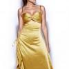 Zlata svečana rumena ruched struna dolga obleka Frona